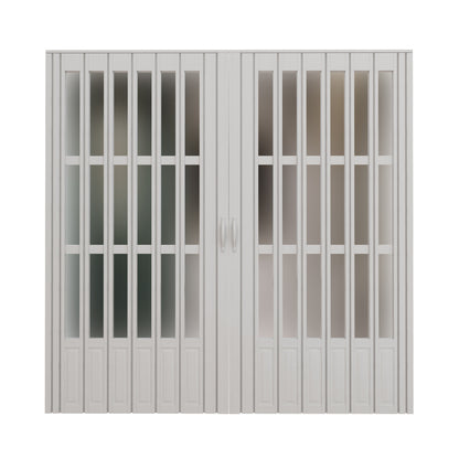 JUJUBON Enhanced Double-Layer Accordion Doors 24"-36" x 80", with Upgraded Roller & Handle & Complete Hardware, Interior Multifold Folding Doors for Closet & Pantry, Easy Installation