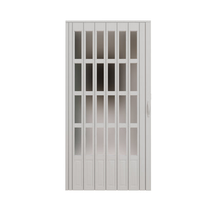 JUJUBON Enhanced Double-Layer Accordion Doors 24"-36" x 80", with Upgraded Roller & Handle & Complete Hardware, Interior Multifold Folding Doors for Closet & Pantry, Easy Installation