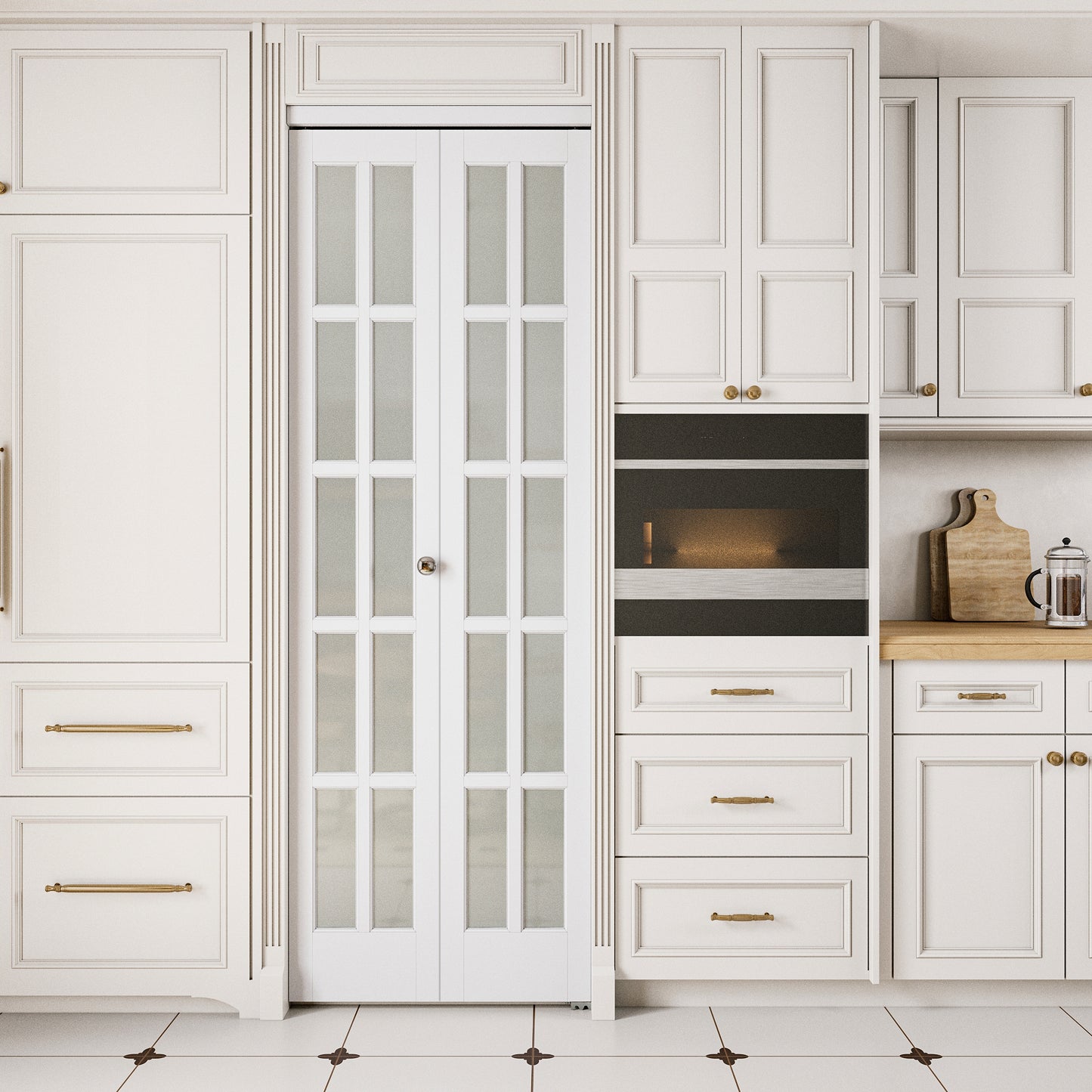 JUJUBON Bifold Doors, 10-Lite Tempered Frosted Glass Closet Doors with Sliding Hardware Kit, Preassembled Interior Bi Fold Doors for Pantry, Solid Build Quality & Easy Install, White