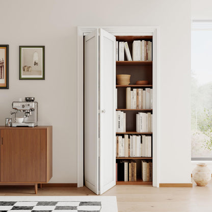 [Paintable] JUJUBON Bi-Fold Doors, Solid MDF Panel Closet Door Hardware Kit Included, Interior Folding Door Pre-Drilled Holes Easy Assembly