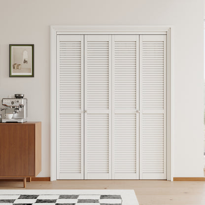JUJUBON Louvre Bi-Fold Doors for Opening, Solid MDF Panel Closet Door Hardware Kit Included, Interior Folding Door Pre-Drilled Holes Easy Assembly