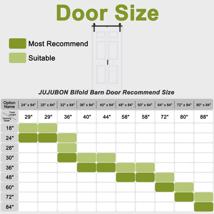 Paintable Bifold Barn Door No Assembly Required, 6 Panels Bi-Fold Doors with Hardware Kit Included, Track Kit for Sliding Closet Doors, Pre-Drilled Holes, White