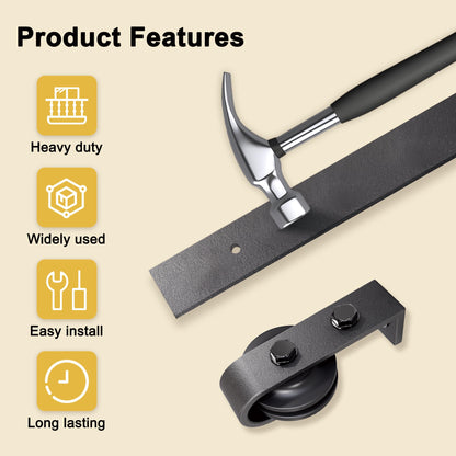 JUJUBON Bifold Barn Door Hardware Kit for Four Doors, Heavy Duty Bi Fold Barn Door Hardware Kit, Top Mount Roller, Slide Smoothly Quietly (2 Handles As Gifts, NO Door)