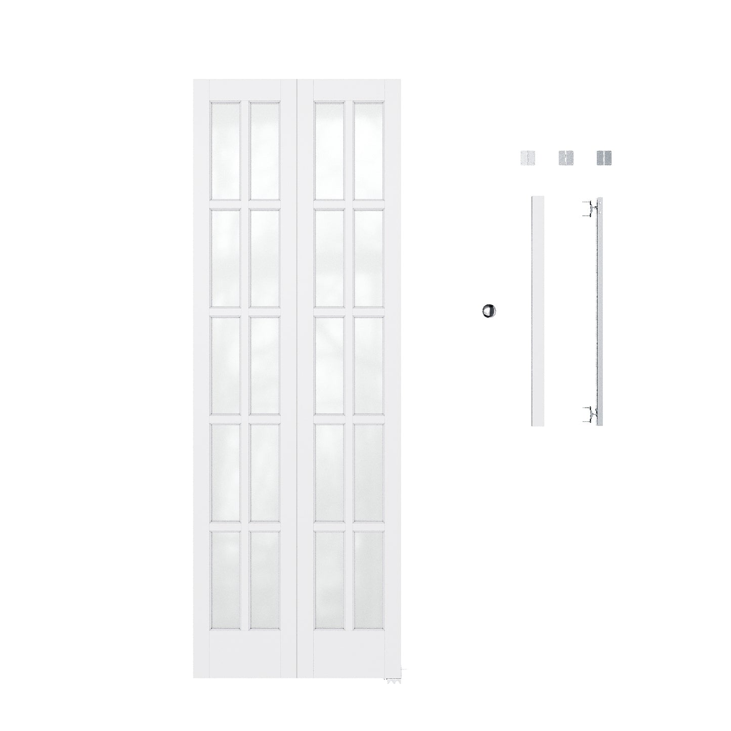 JUJUBON Bifold Doors, 10-Lite Tempered Frosted Glass Closet Doors with Sliding Hardware Kit, Preassembled Interior Bi Fold Doors for Pantry, Solid Build Quality & Easy Install, White