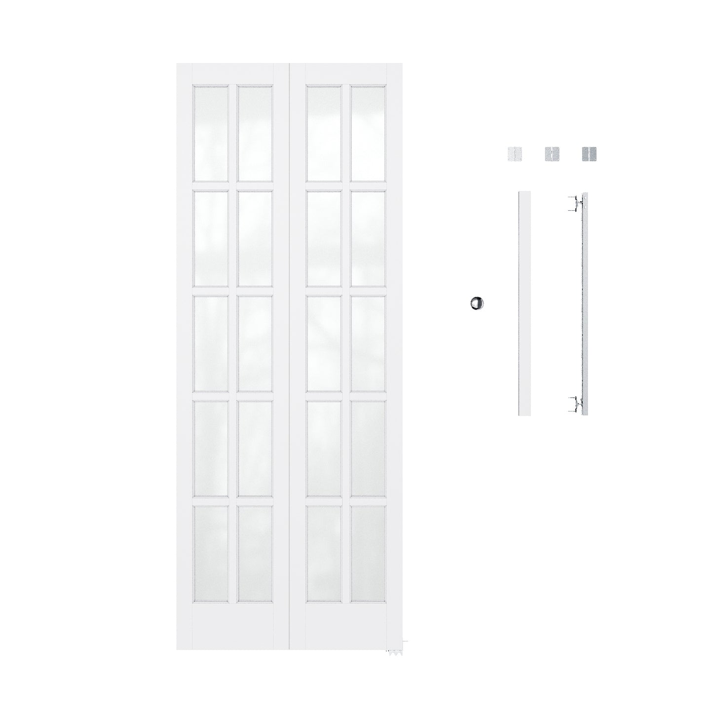 JUJUBON Bifold Doors, 10-Lite Tempered Frosted Glass Closet Doors with Sliding Hardware Kit, Preassembled Interior Bi Fold Doors for Pantry, Solid Build Quality & Easy Install, White