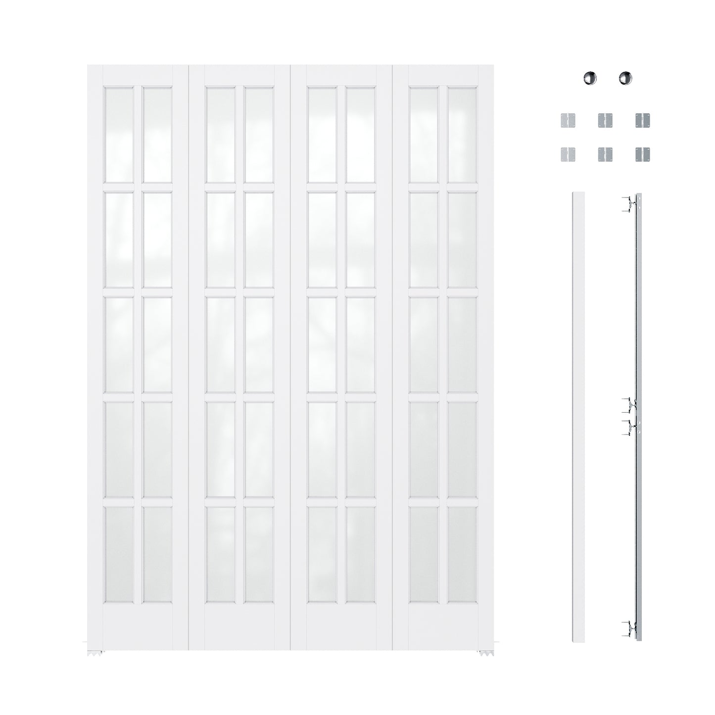 JUJUBON Bifold Doors, 10-Lite Tempered Frosted Glass Closet Doors with Sliding Hardware Kit, Preassembled Interior Bi Fold Doors for Pantry, Solid Build Quality & Easy Install, White