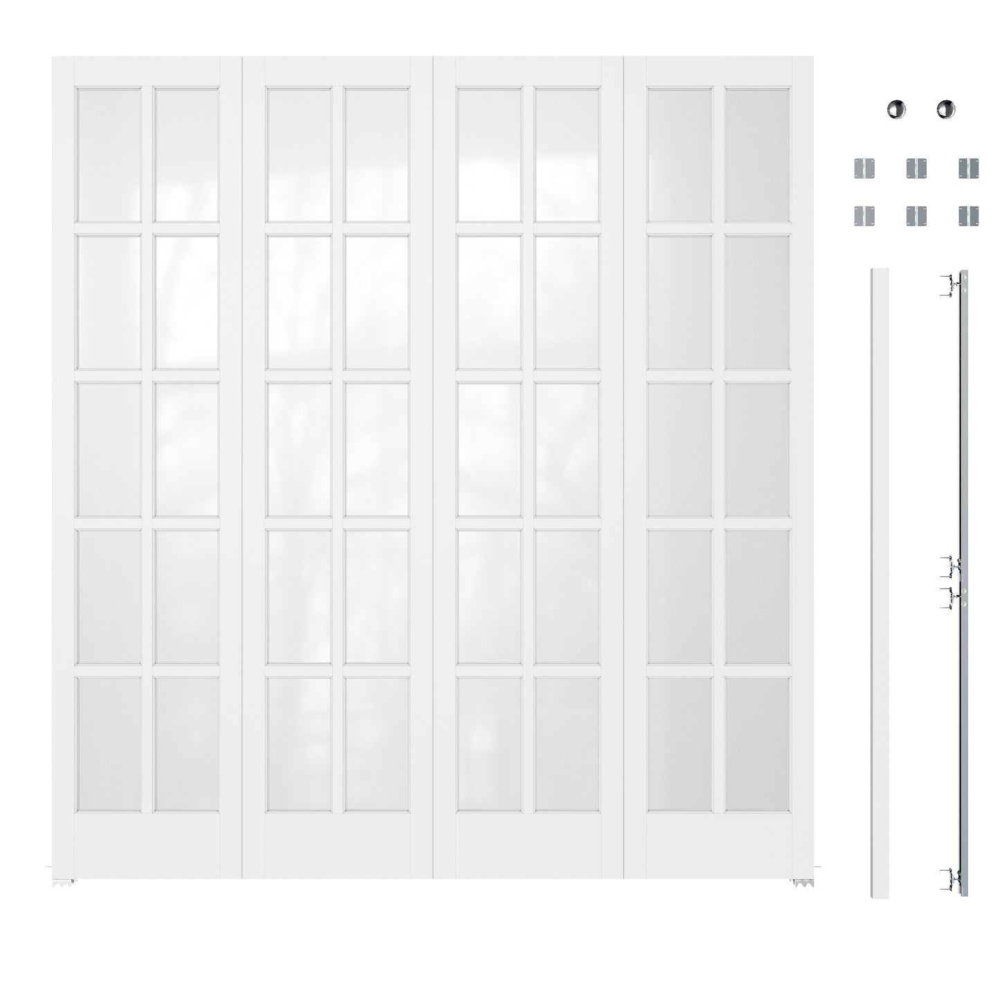 JUJUBON Bifold Doors, 10-Lite Tempered Frosted Glass Closet Doors with Sliding Hardware Kit, Preassembled Interior Bi Fold Doors for Pantry, Solid Build Quality & Easy Install, White