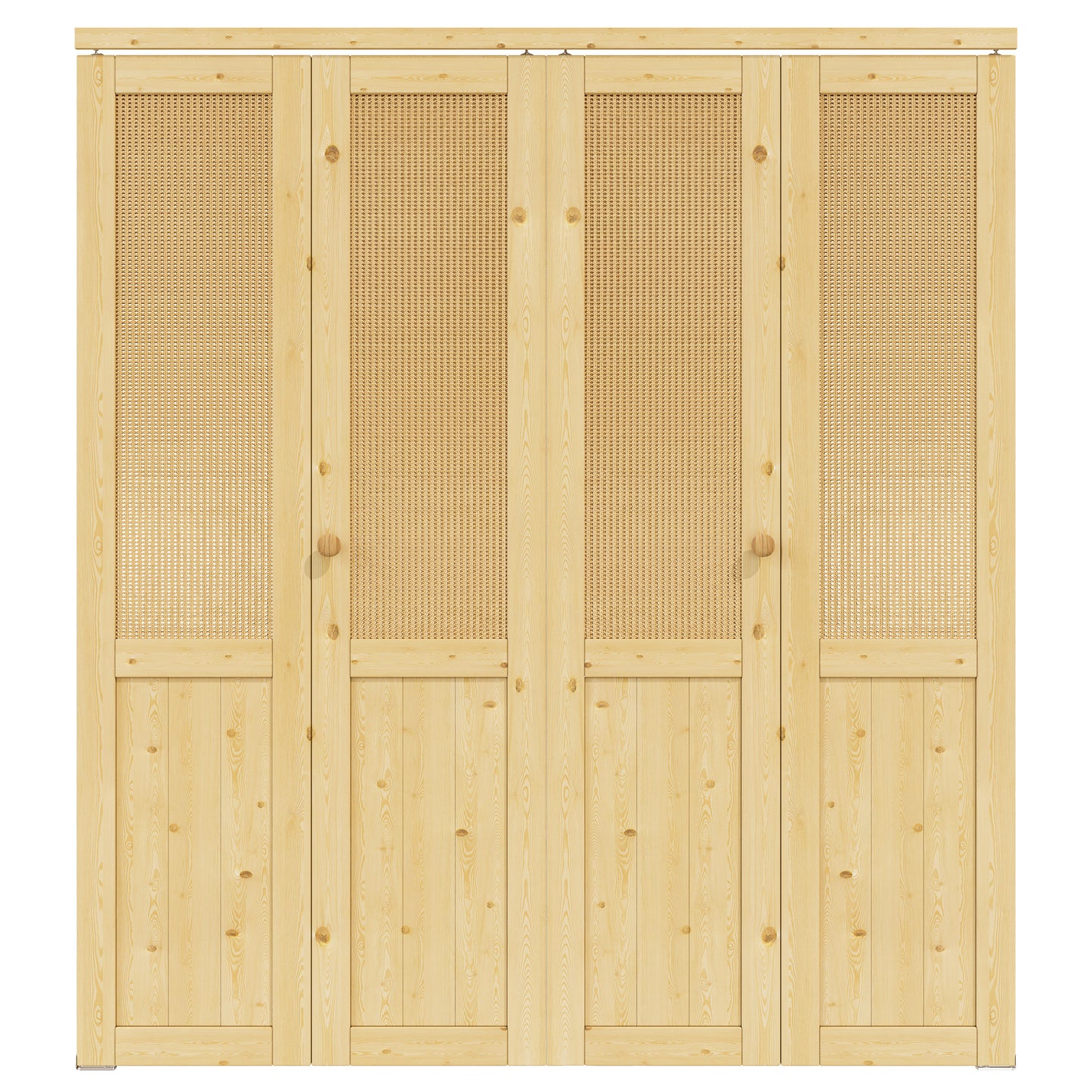 JUJUBON  Rattan Bifold Closet Door, Cane Webbing & Pine Wood Interior Door Slab, Folding Barn Door Interior with Hardware, Fascia & Knob, Unfnished Smooth Surface