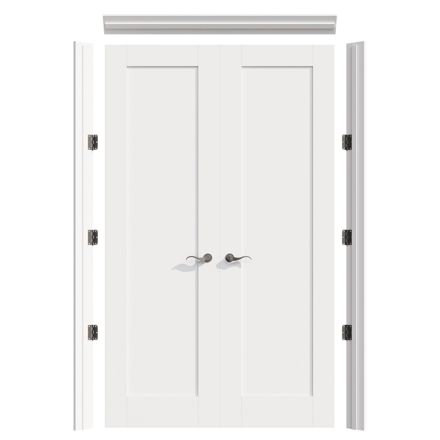 JUJUBON Prehung French Door, Solid Core Door Slabs with Jamb, Black Hinges, 4 Levers & Latch, Solid Core Interior Doors, Pre-Finished & Paintable, MDF Double Doors Interior
