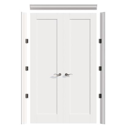 JUJUBON Prehung French Door, Solid Core Door Slabs with Jamb, Black Hinges, 4 Levers & Latch, Solid Core Interior Doors, Pre-Finished & Paintable, MDF Double Doors Interior