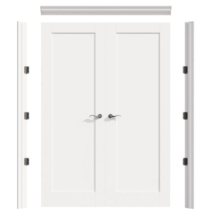 JUJUBON Prehung French Door, Solid Core Door Slabs with Jamb, Black Hinges, 4 Levers & Latch, Solid Core Interior Doors, Pre-Finished & Paintable, MDF Double Doors Interior