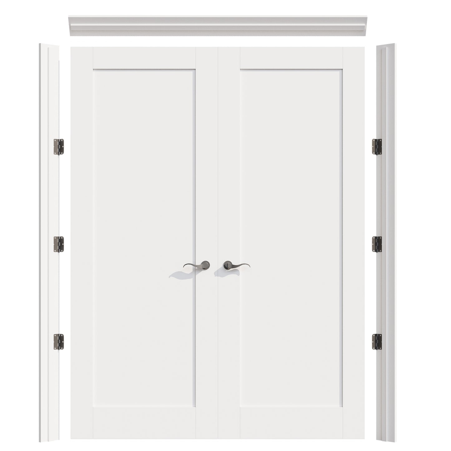 JUJUBON Prehung French Door, Solid Core Door Slabs with Jamb, Black Hinges, 4 Levers & Latch, Solid Core Interior Doors, Pre-Finished & Paintable, MDF Double Doors Interior