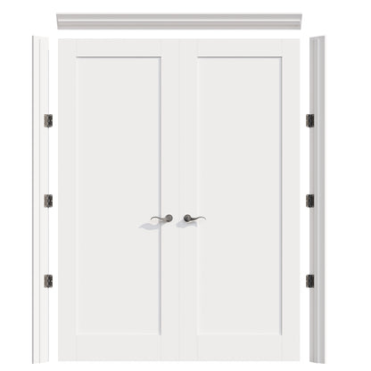 JUJUBON Prehung French Door, Solid Core Door Slabs with Jamb, Black Hinges, 4 Levers & Latch, Solid Core Interior Doors, Pre-Finished & Paintable, MDF Double Doors Interior