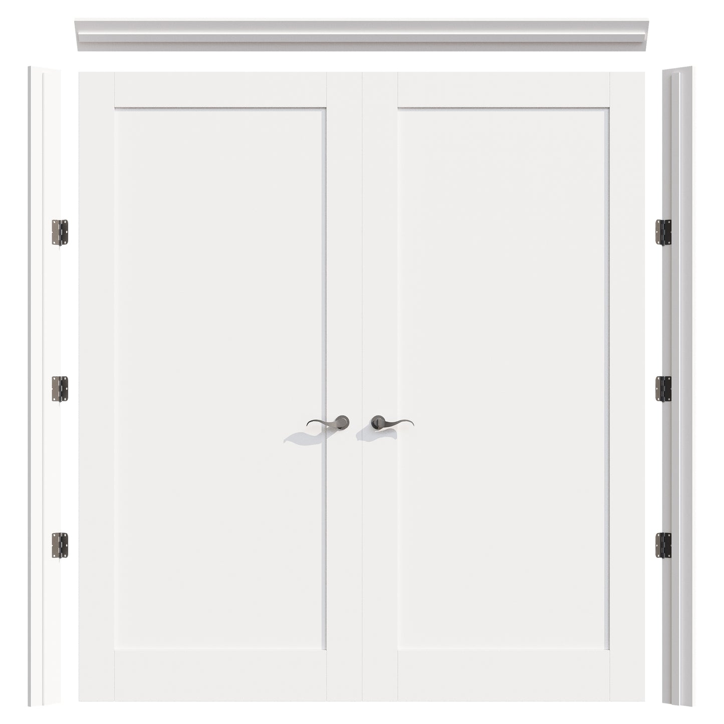 JUJUBON Prehung French Door, Solid Core Door Slabs with Jamb, Black Hinges, 4 Levers & Latch, Solid Core Interior Doors, Pre-Finished & Paintable, MDF Double Doors Interior