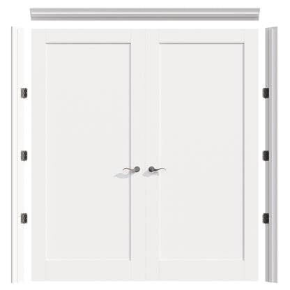 JUJUBON Prehung French Door, Solid Core Door Slabs with Jamb, Black Hinges, 4 Levers & Latch, Solid Core Interior Doors, Pre-Finished & Paintable, MDF Double Doors Interior
