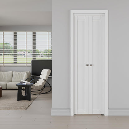 Jujubon 1-Lite Panel Closet  Pivot Door with Hardware Kit & Knob, Solid Core MDF Wood & PVC Covered Finished,  White