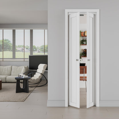Jujubon 1-Lite Panel Closet  Pivot Door with Hardware Kit & Knob, Solid Core MDF Wood & PVC Covered Finished,  White