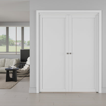 Jujubon 1-Lite Panel Closet  Pivot Door with Hardware Kit & Knob, Solid Core MDF Wood & PVC Covered Finished,  White