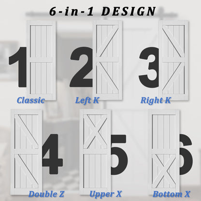 Barn Doors and Hardware Track Kit Included Handle, Heavy Solid Water-Resistant Anti-Scratch MDF Wood Sliding Barn Door, Simple DIY Assembly, Easy to Install, K-Frame, White