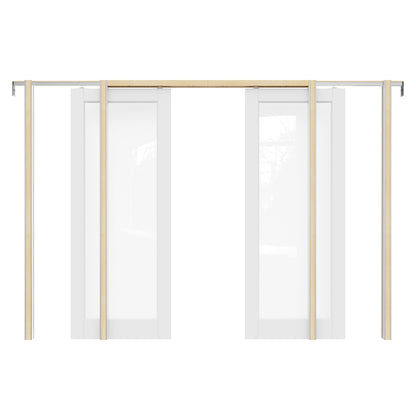 JUJUBON Soft-Close Sliding Pocket Doors, Tempered Clear Glass Door Slab with Hardware Kit&Pocket Door Frame, Interior Sliding Doors for 2x4 Stud, Pre-Finished&Paintable