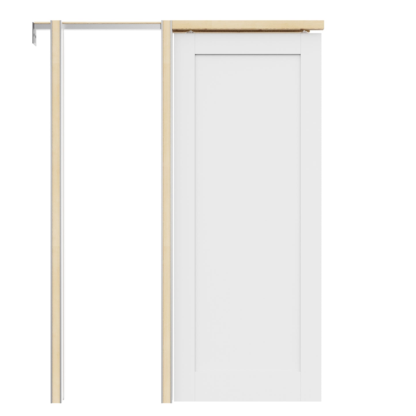 JUJUBON Soft-Close Sliding Pocket Doors, Solid Core MDF Door Slab with Hardware Kit&Pocket Door Frame, Interior Sliding Doors for 2x4 Stud, Pre-Finished&Paintable