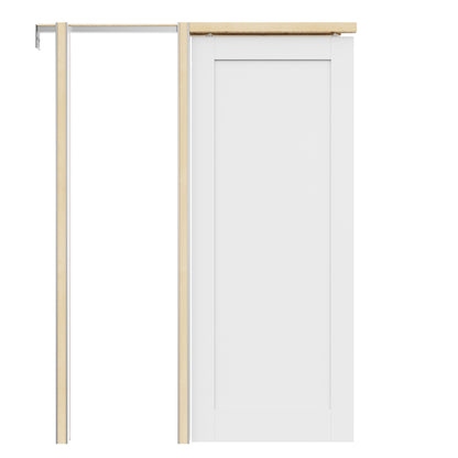 JUJUBON Soft-Close Sliding Pocket Doors, Solid Core MDF Door Slab with Hardware Kit&Pocket Door Frame, Interior Sliding Doors for 2x4 Stud, Pre-Finished&Paintable