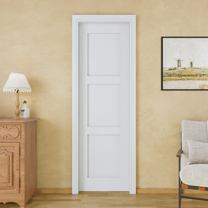 JUJUBON Soft-Close Sliding Pocket Doors, 3 Panel Solid Core MDF Door Slab with Hardware Kit&Pocket Door Frame, Interior Sliding Doors for 2x4 Stud, Pre-Finished&Paintable