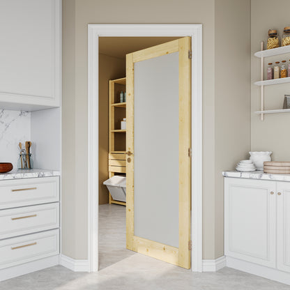 JUJUBON Pine Wood Slab Door, Frosted Glass Interior Doors, Single Room Door for Closet & Bedroom, Farmhouse Style as Prehung, Pocket, Bifold, Barn Doors, Easy DIY Stain, Shaker w/o Hardware