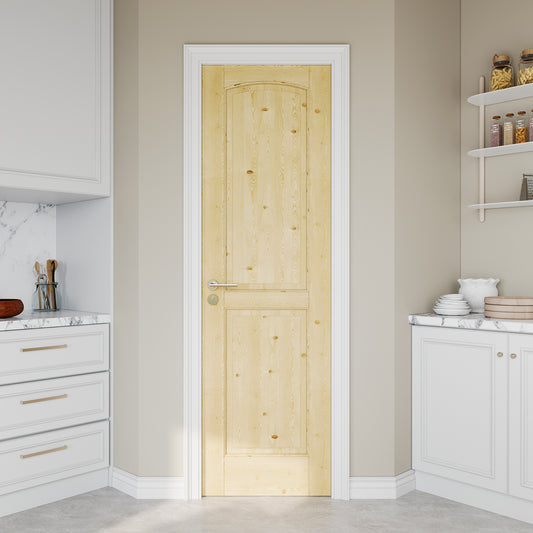 JUJUBON Pine Wood Slab Door, 2-Panel Solid Core Interior French Door, Pre-Finished Paintable Single Panel for Utility Room Pantry Closet as Prehung, Pocket, Bifold Barn Doors-Shaker w/o Hardware