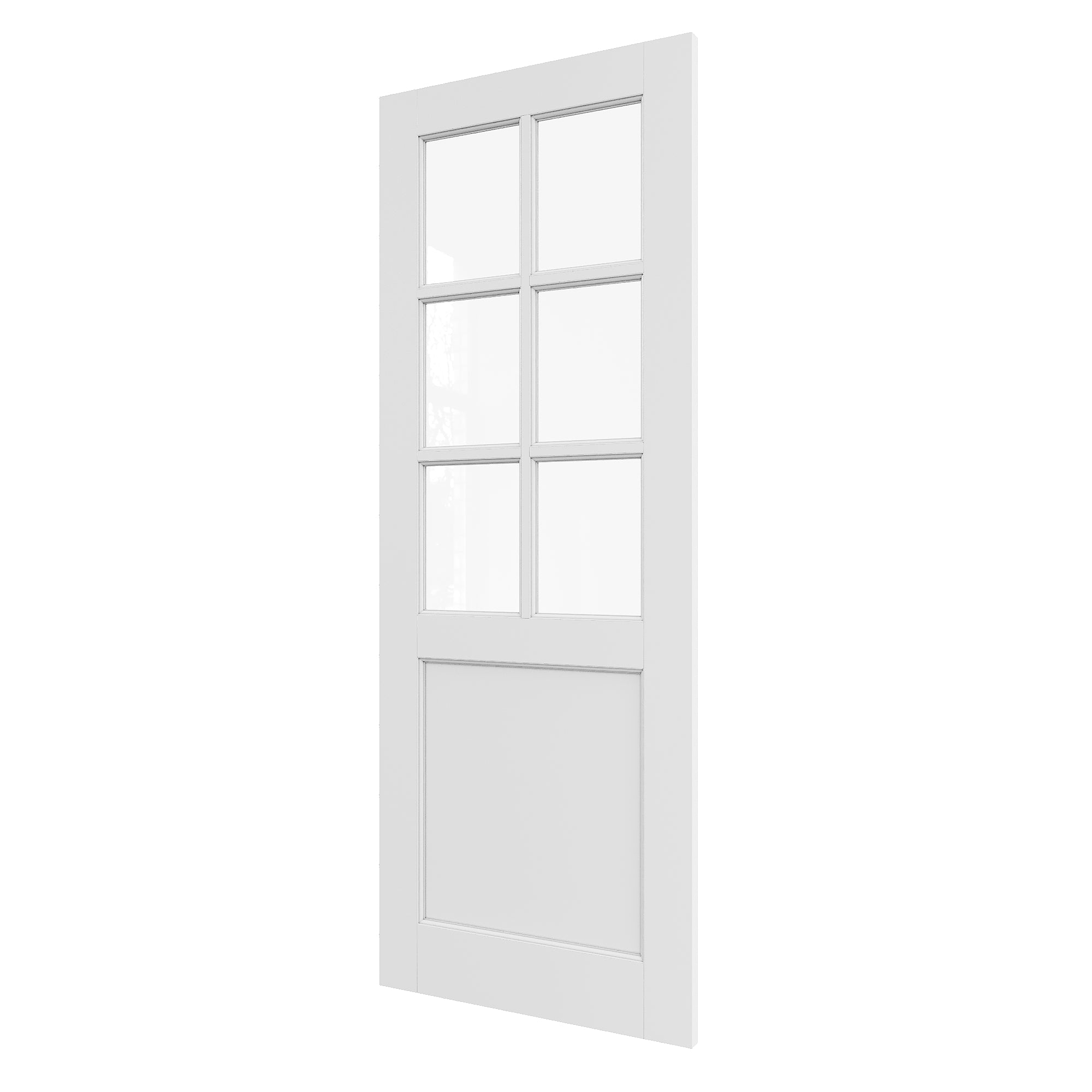 JUJUBON Clear Glass Slab Door, 6-Lite Glass French Interior Door, Pre-Finished Paintable Single Panel for Living Room Pantry Laundry Closet as Prehung, Pocket, Bifold Barn Doors-Shaker w/o Hardware