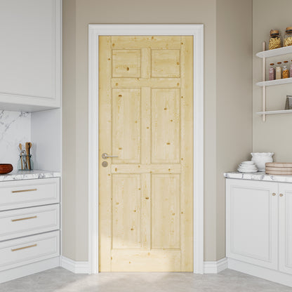 JUJUBON Pine Wood Slab Door, 6-Panel Solid Core Interior French Door, Pre-Finished Paintable Single Panel for Utility Room Pantry Closet as Prehung, Pocket, Bifold Barn Doors-Shaker w/o Hardware
