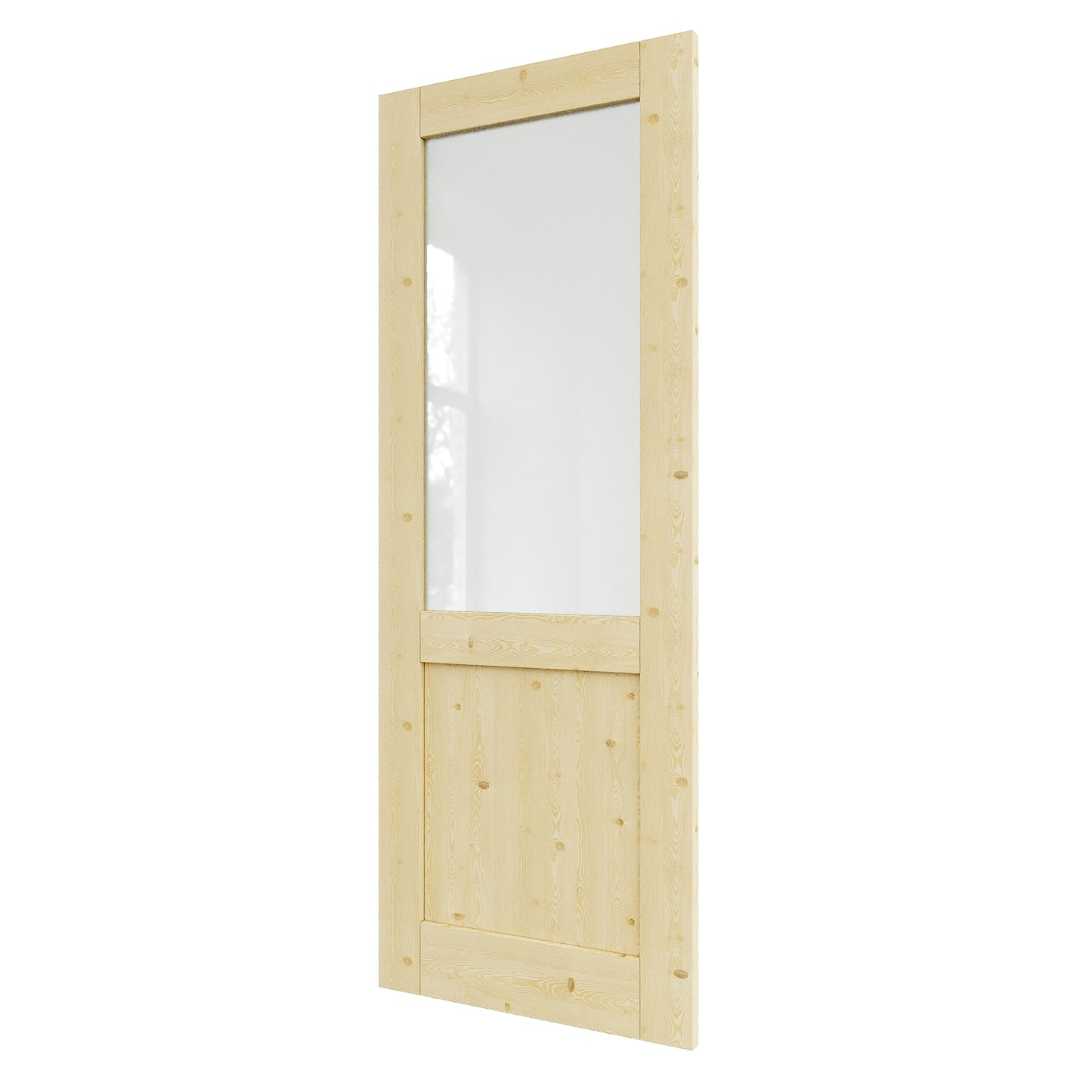 JUJUBON Pine Wood Slab Door, Half Frosted Glass Interior Doors, Single Room Door for Closet & Bedroom, Farmhouse Style as Prehung, Pocket, Bifold, Barn Doors, Easy DIY Stain, Shaker w/o Hardware