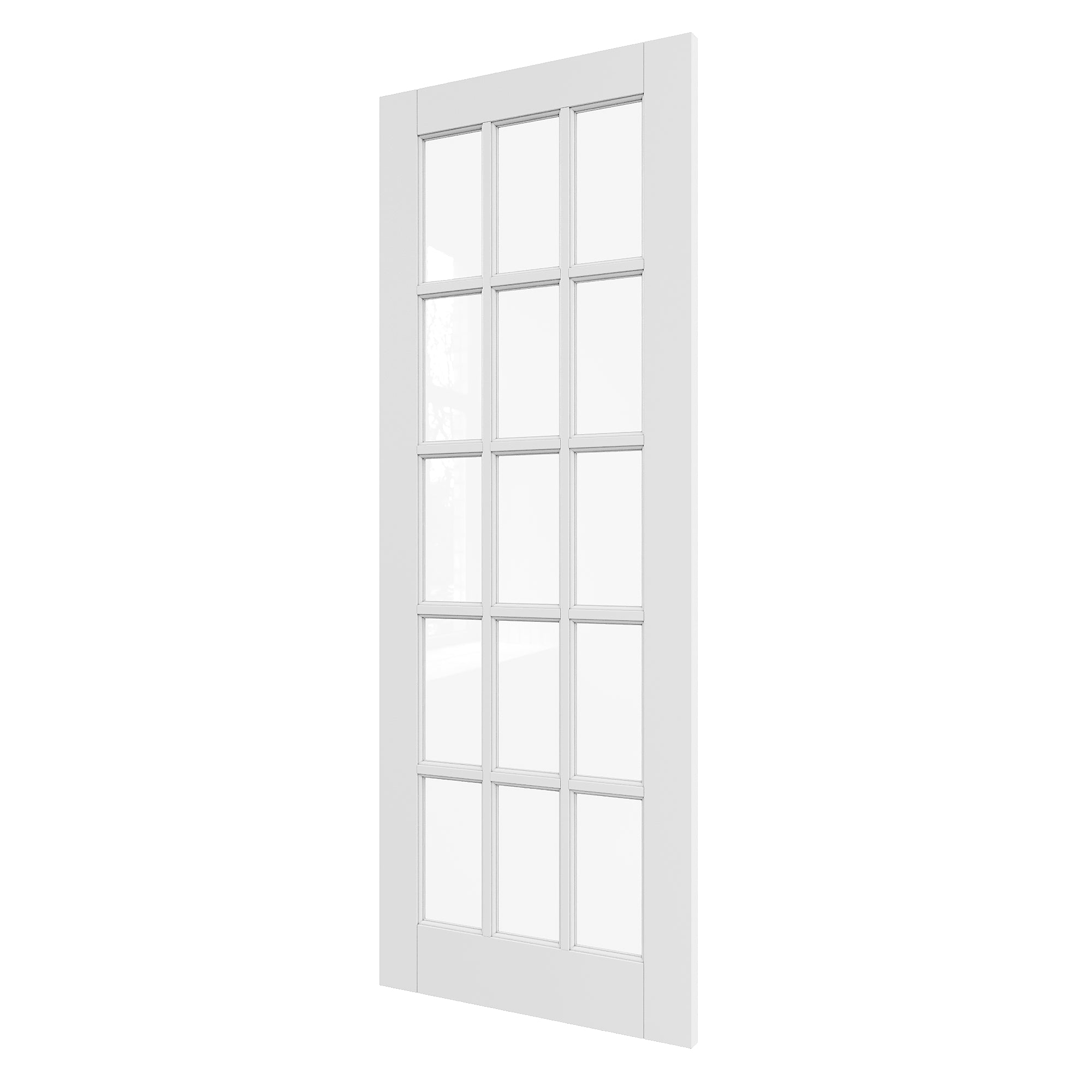JUJUBON Clear Glass Slab Door, 15-Lite Glass French Interior Door, Pre-Finished Paintable Single Panel for Living Room Pantry Laundry Closet as Prehung, Pocket, Bifold Barn Doors-Shaker w/o Hardware