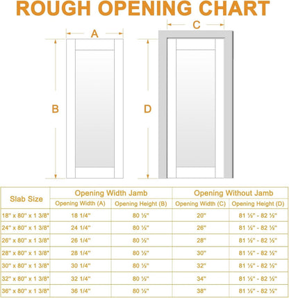 JUJUBON Pine Wood Slab Door, Half Frosted Glass Interior Doors, Single Room Door for Closet & Bedroom, Farmhouse Style as Prehung, Pocket, Bifold, Barn Doors, Easy DIY Stain, Shaker w/o Hardware