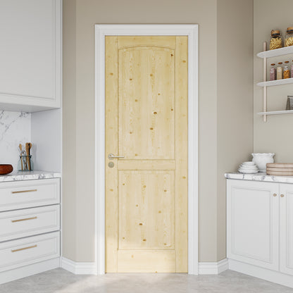 JUJUBON Pine Wood Slab Door, 2-Panel Solid Core Interior French Door, Pre-Finished Paintable Single Panel for Utility Room Pantry Closet as Prehung, Pocket, Bifold Barn Doors-Shaker w/o Hardware