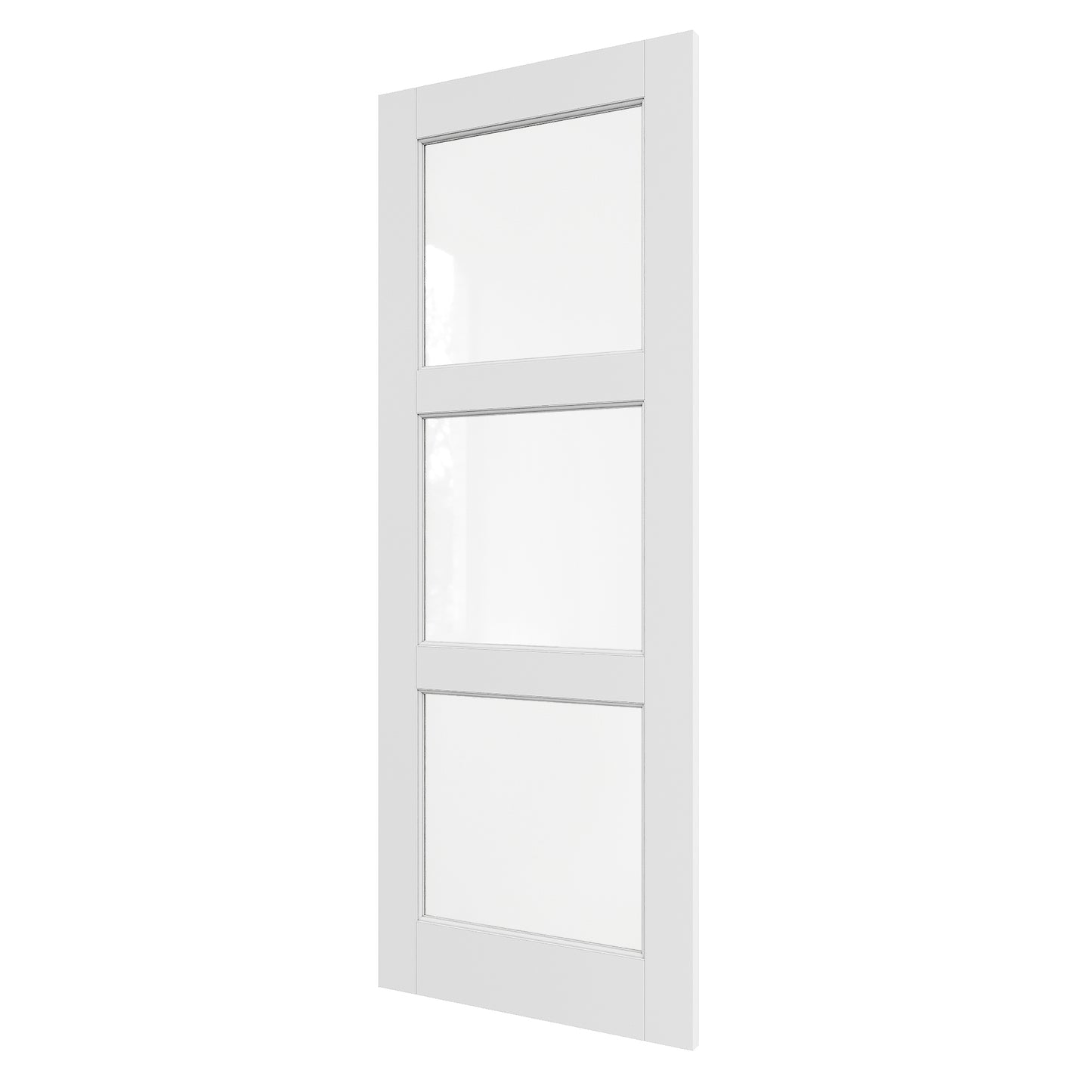 JUJUBON Clear Glass Slab Door, 3-Lite Glass French Interior Door, Pre-Finished Paintable Single Panel for Living Room Pantry Laundry Closet as Prehung, Pocket, Bifold Barn Doors-Shaker w/o Hardware