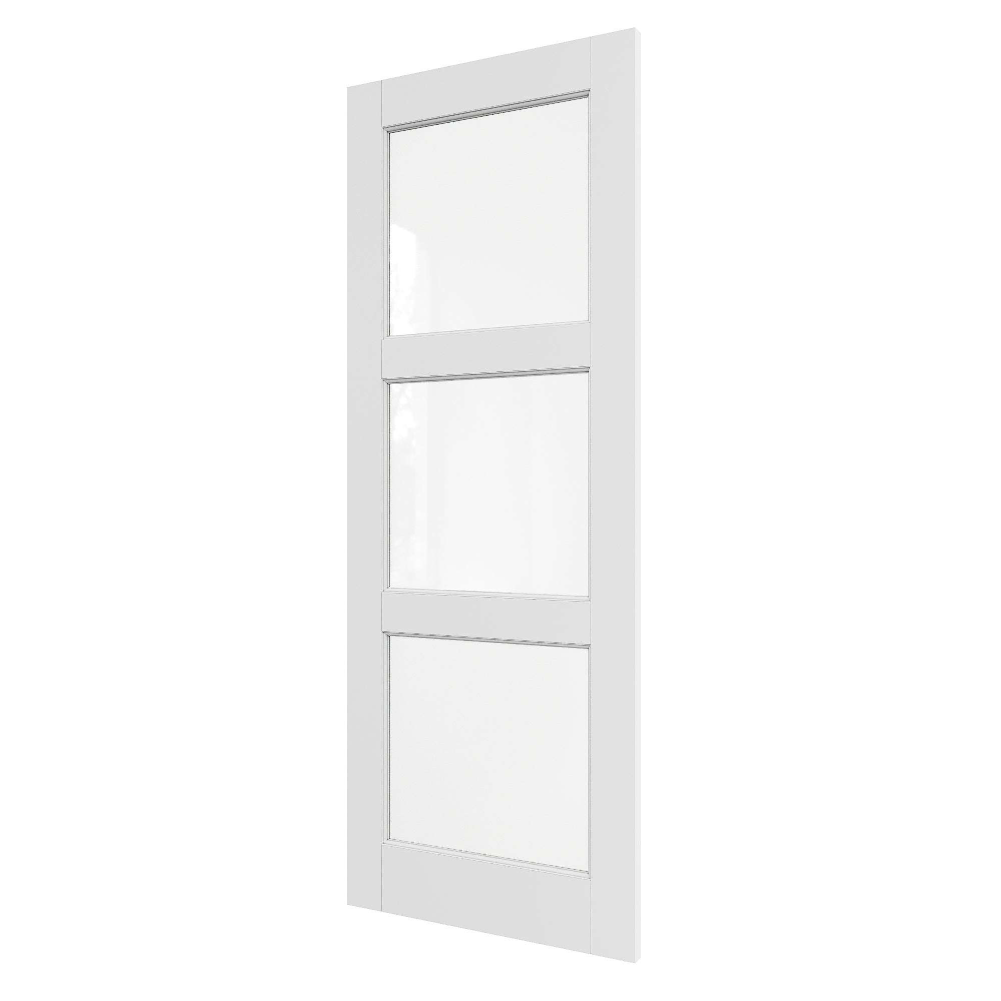 JUJUBON Clear Glass Slab Door, 3-Lite Glass French Interior Door, Pre-Finished Paintable Single Panel for Living Room Pantry Laundry Closet as Prehung, Pocket, Bifold Barn Doors-Shaker w/o Hardware