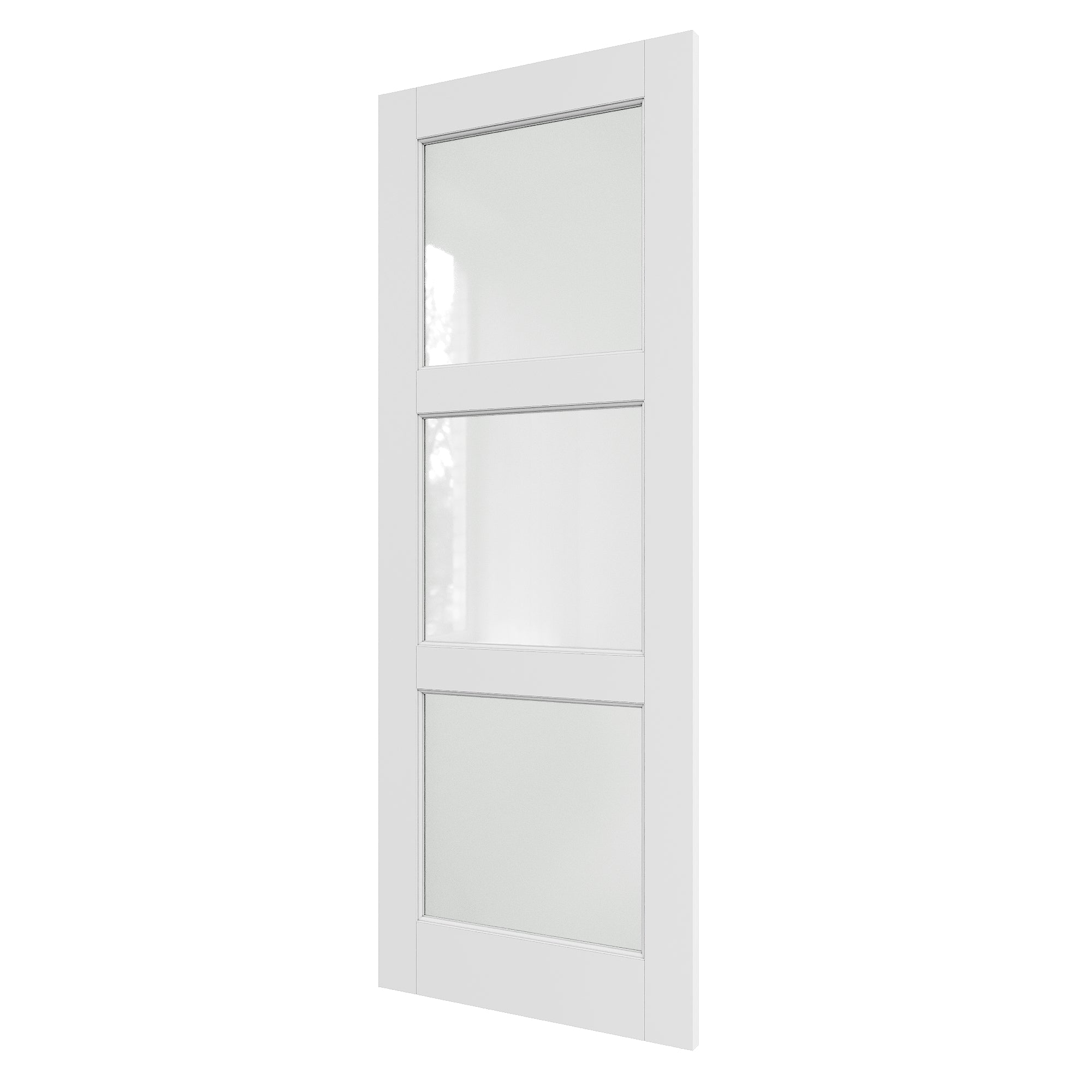 JUJUBON Slab Door, 3-Panel Pre-Assembled Frosted Glass Interior French Door Slab, Soild Core & Pre-Finished Single Panel for Pantry Bedroom Closet as Pocket, Bifold, Barn Doors-Shaker w/o Hardware