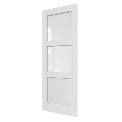 JUJUBON Slab Door, 3-Panel Pre-Assembled Frosted Glass Interior French Door Slab, Soild Core & Pre-Finished Single Panel for Pantry Bedroom Closet as Pocket, Bifold, Barn Doors-Shaker w/o Hardware
