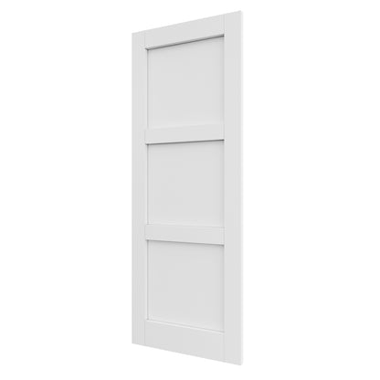 JUJUBON Slab Door, 3-Panel Pre-assembled Solid Core Interior French Door, Pre-Finished Paintable Single Panel for Utility Room Pantry Closet as Prehung, Pocket, Bifold Barn Doors-Shaker w/o Hardware