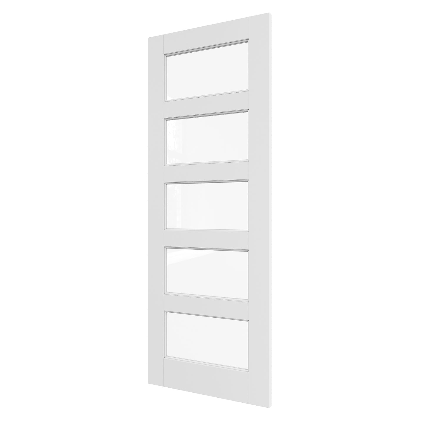 JUJUBON Clear Glass Slab Door, 5-Lite Glass French Interior Door, Pre-Finished Paintable Single Panel for Living Room Pantry Laundry Closet as Prehung, Pocket, Bifold Barn Doors-Shaker w/o Hardware