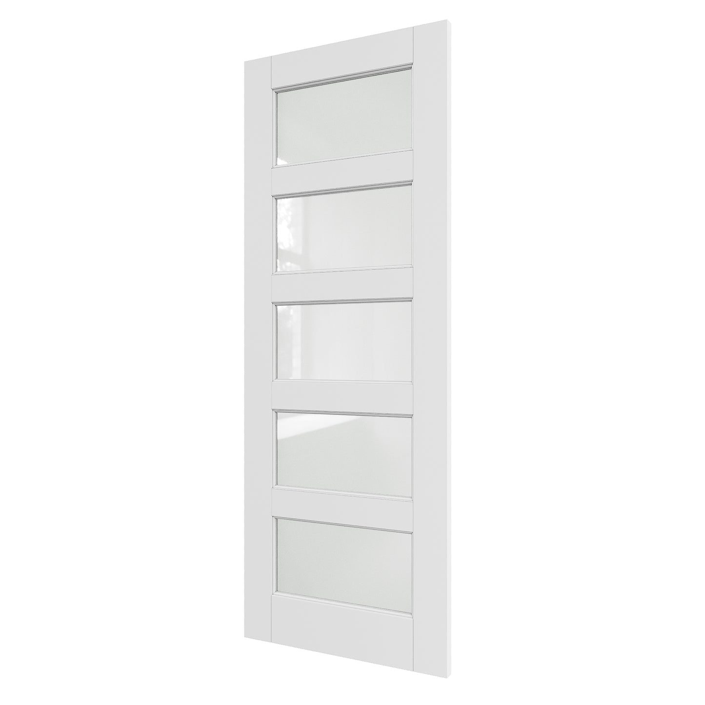 JUJUBON Slab Door, 5-Panel Pre-Assembled Frosted Glass Interior French Door Slab, Soild Core & Pre-Finished Single Panel for Pantry Bedroom Closet as Pocket, Bifold, Barn Doors-Shaker w/o Hardware