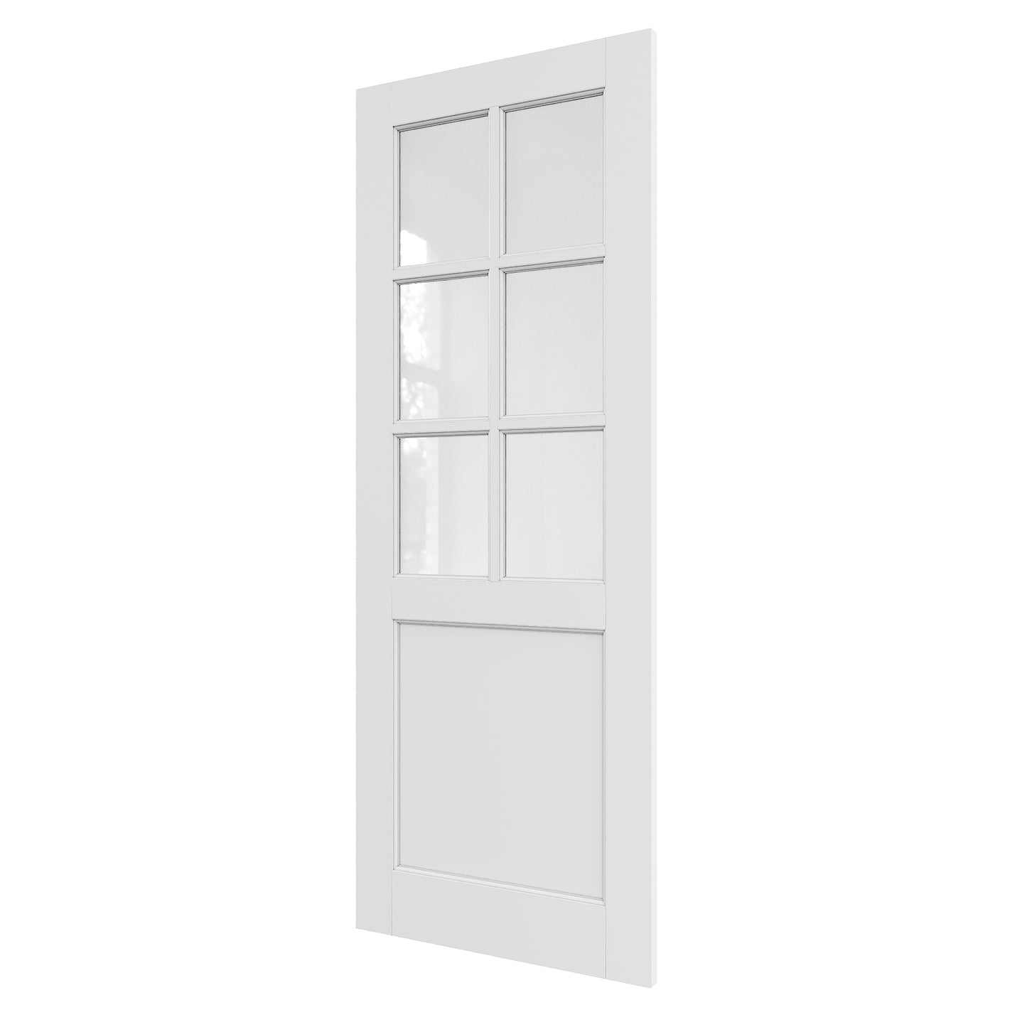 JUJUBON Slab Door, 6-Panel Pre-Assembled Frosted Glass French Doors Interior Slab, Soild Core & Pre-Finished Single Glass Door Panel for Pantry Bedroom Closet as Pocket, Bifold, Barn Doors