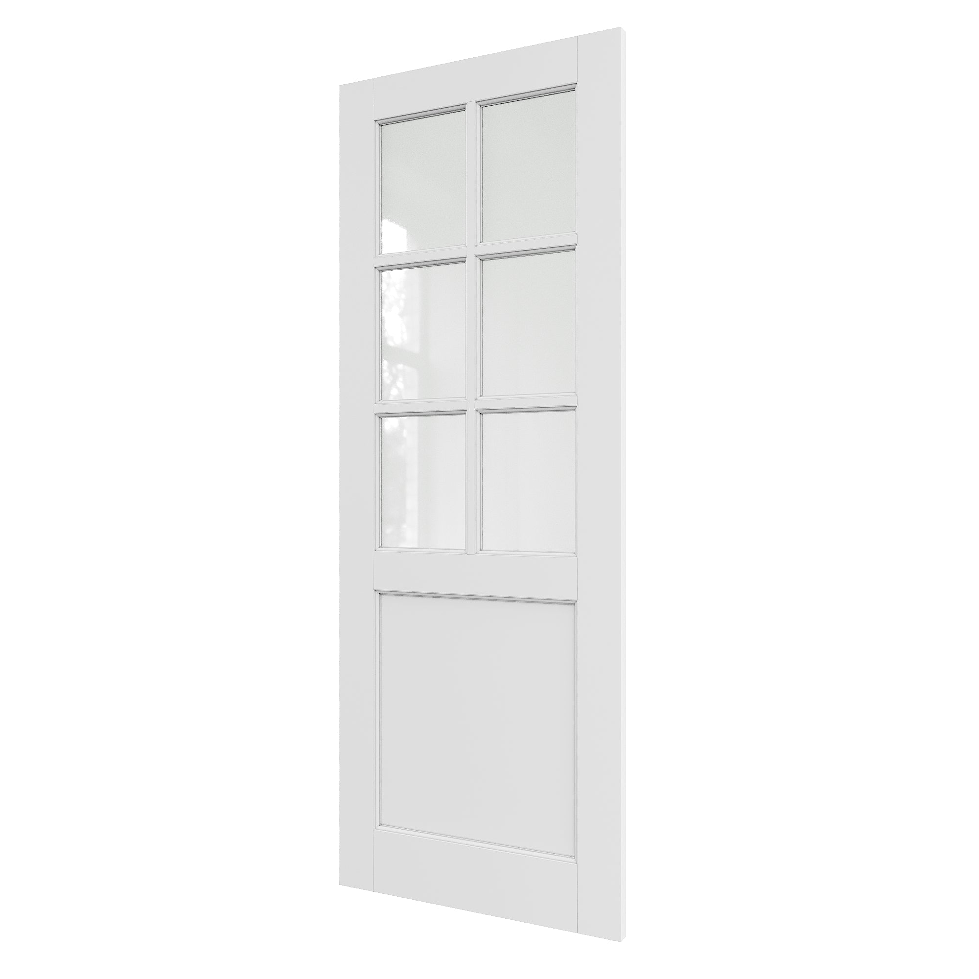 JUJUBON Slab Door, 6-Panel Pre-Assembled Frosted Glass French Doors Interior Slab, Soild Core & Pre-Finished Single Glass Door Panel for Pantry Bedroom Closet as Pocket, Bifold, Barn Doors