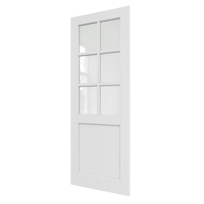 JUJUBON Slab Door, 6-Panel Pre-Assembled Frosted Glass French Doors Interior Slab, Soild Core & Pre-Finished Single Glass Door Panel for Pantry Bedroom Closet as Pocket, Bifold, Barn Doors