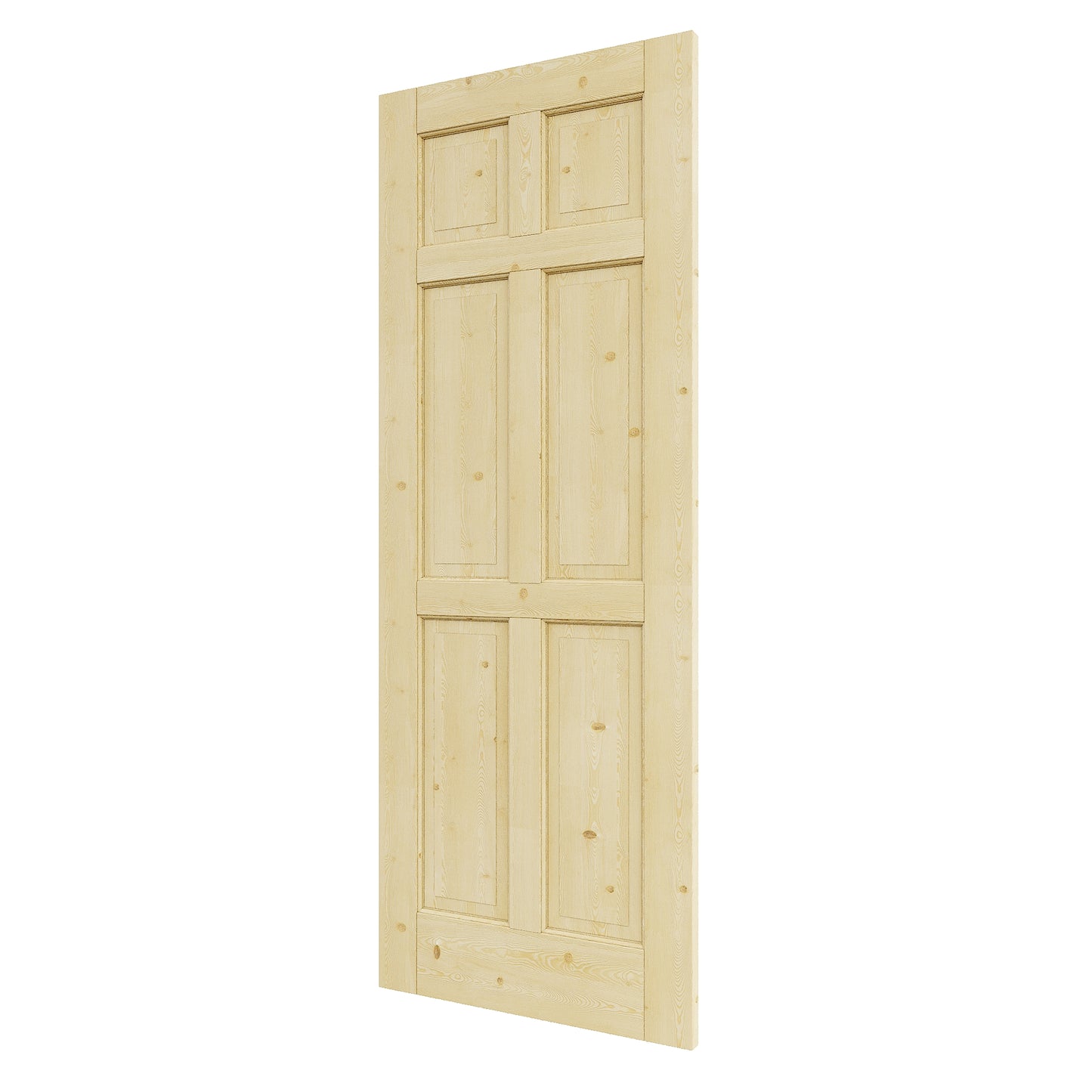 JUJUBON Pine Wood Slab Door, 6-Panel Solid Core Interior French Door, Pre-Finished Paintable Single Panel for Utility Room Pantry Closet as Prehung, Pocket, Bifold Barn Doors-Shaker w/o Hardware