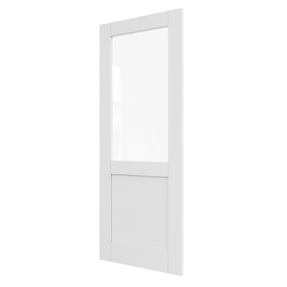 JUJUBON Clear Glass Slab Door, Half Lite Glass French Door Interior, Pre-Finished Paintable Single Panel for Living Room Pantry Laundry Closet Doors as Prehung, Pocket, Bifold Barn Doors