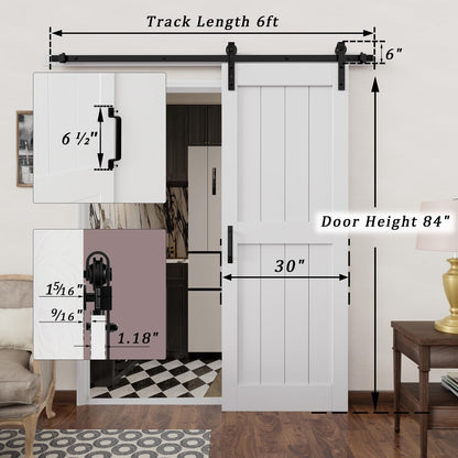 Barn Doors and Hardware Included Track Kit & Handle, Easy Install Sliding Barn Door, Solid MDF Wood Slab Covered with Water-Resistant & Scratch-Resistant Paint Surface, H-Frame