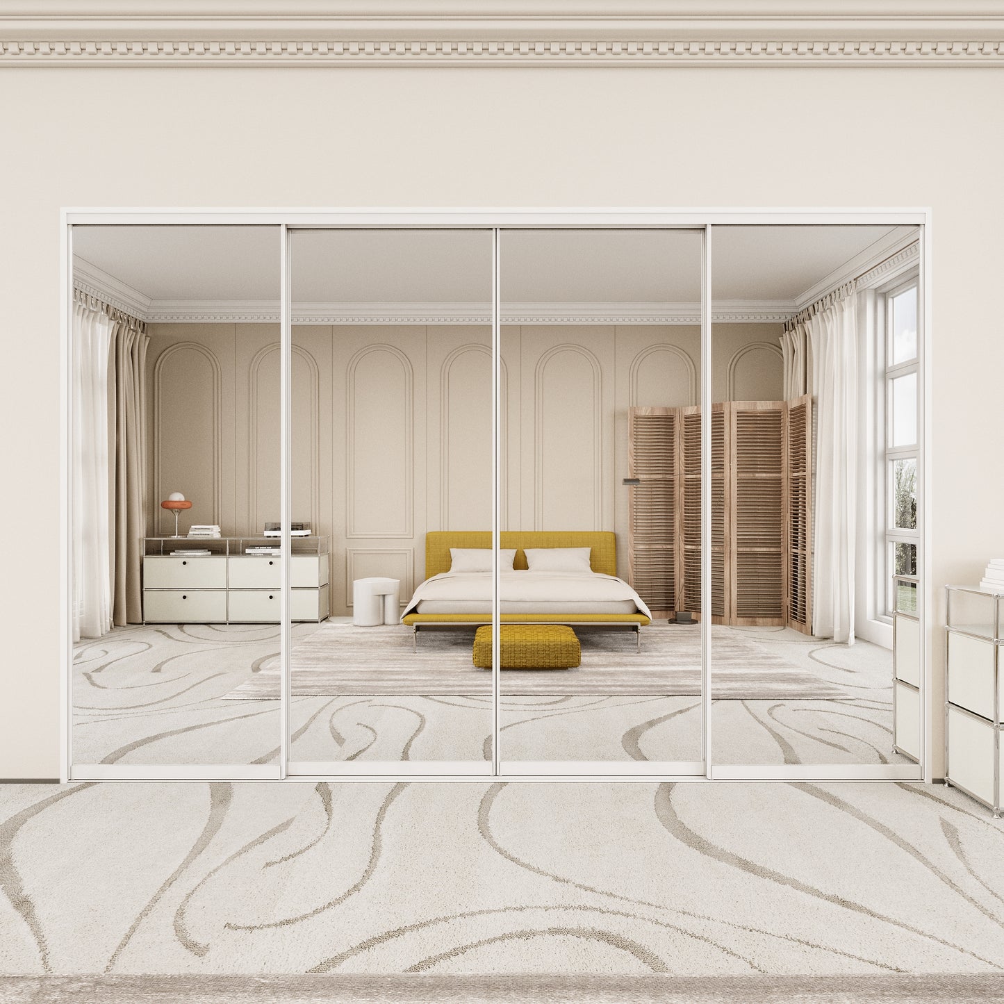 Mirrored Sliding Closet Door, Build Quality One Side Mirror Door for Bedrooms, Aluminum Frame Interior Door with Hardware Kit & Guide, Easy to Install