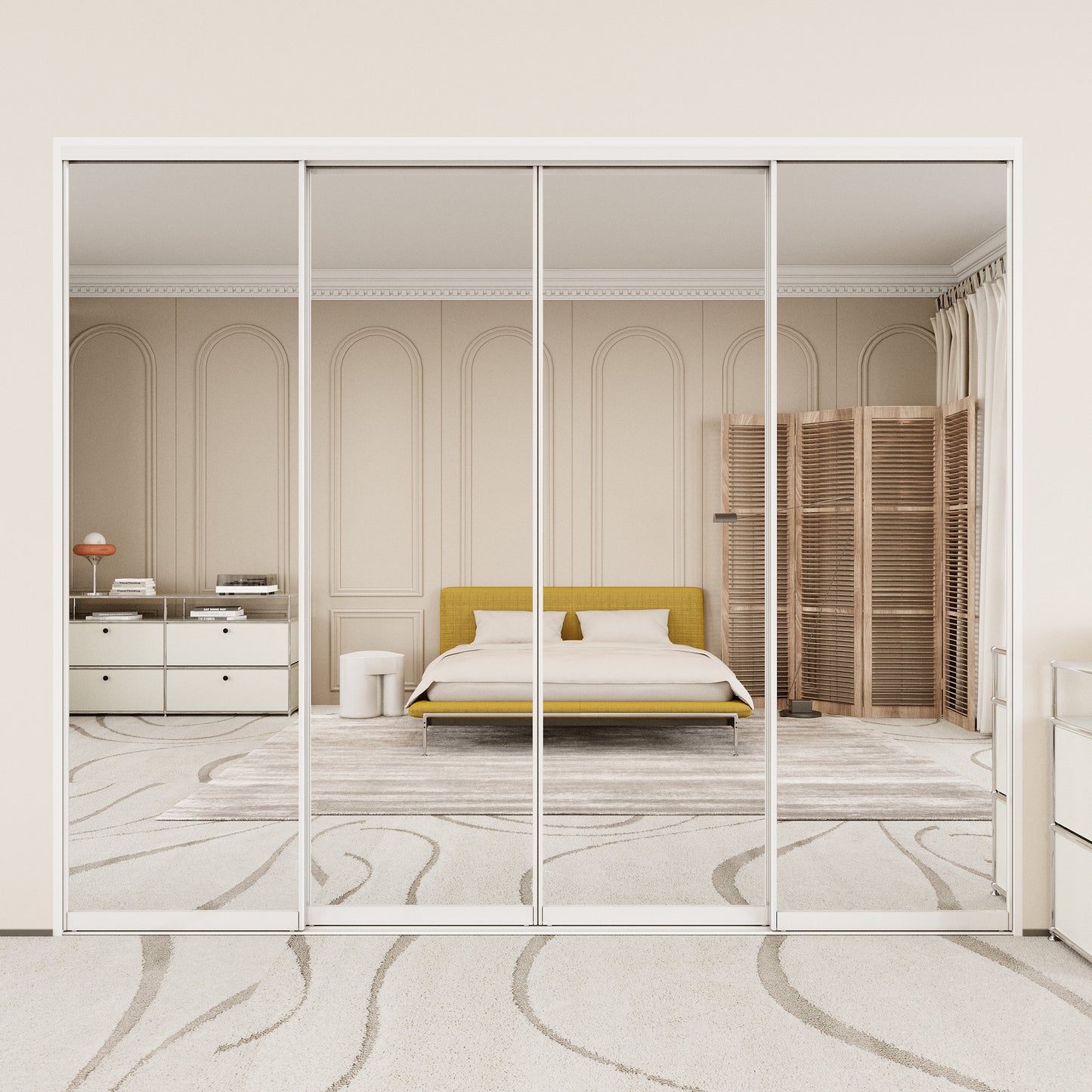 Mirrored Sliding Closet Door, Build Quality One Side Mirror Door for Bedrooms, Aluminum Frame Interior Door with Hardware Kit & Guide, Easy to Install